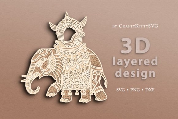 3D Layered Elephant SVG Cut File