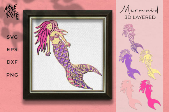 3d Layered Mermaid Zectangle SVG