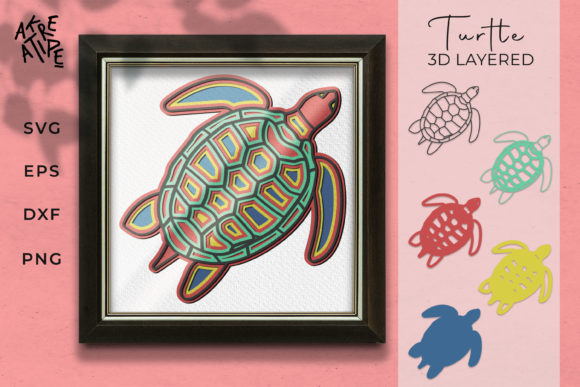 3D Layered Sea Turtle SVG