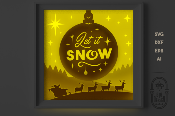 3D Let It Snow Shadow Box SVG