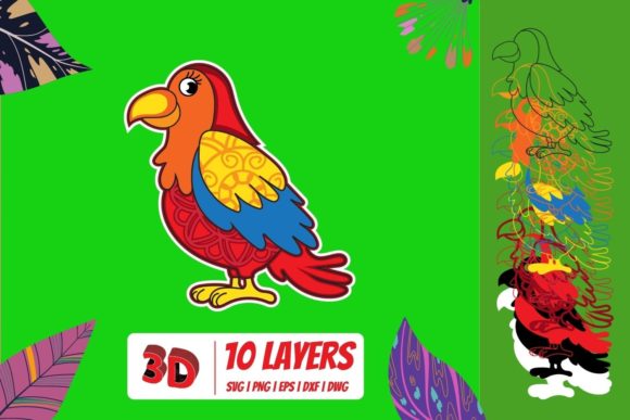3D Parrot SVG Cut File