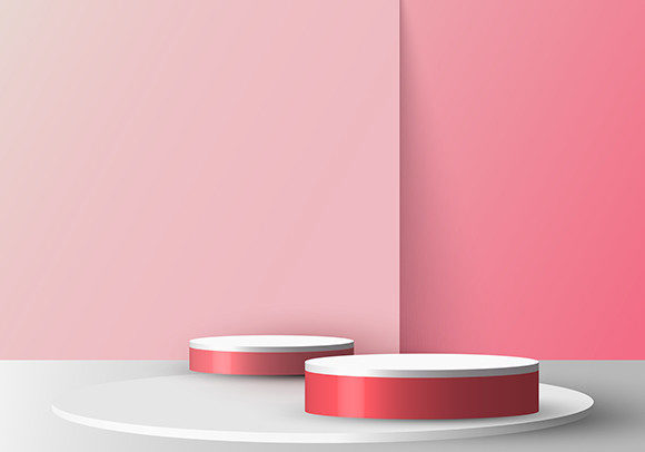 3D Round Pedestal Mockup Pink Backdrop