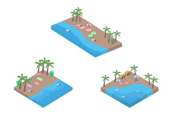 3D Stylish Beach Landscape Collection