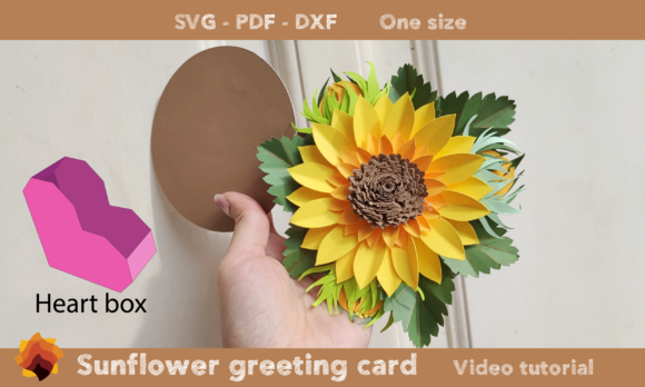 3D Sunflower Buds Greeting Card Template