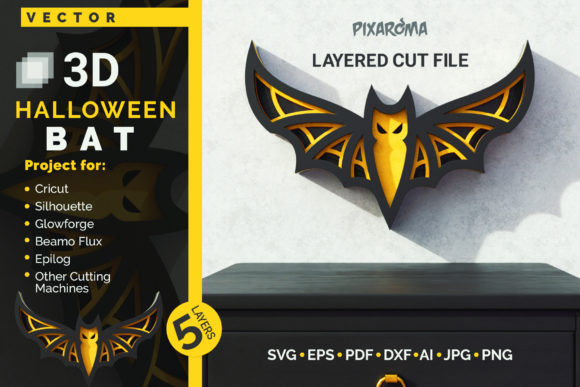 Halloween Bat 3D Layered SVG Cut File