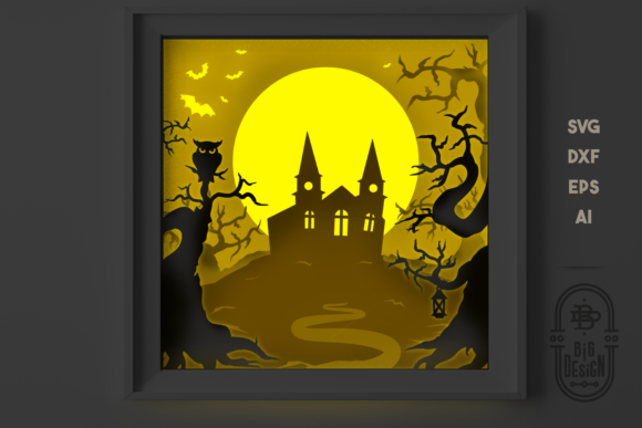 Halloween Shadow Box 3D Hunted House