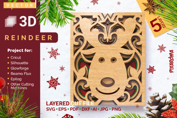 Transforming Digital Designs into Dimensional Art: The Reindeer 3D Layered SVG Cut File